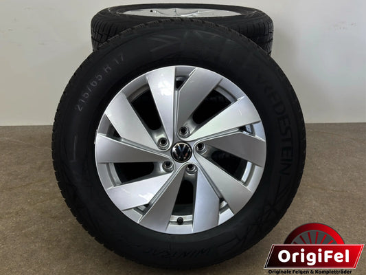 WIE NEU 7,7mm DOT25 Original VW Tiguan II 2 III 3 CTI Tayron R4 17 Zoll Bari Winterräder Winterreifen Felgen 571601025 Alufelgen 215/65 R17 99H M+S Allspace AD1 5NA Winterradsatz SUV MwSt.