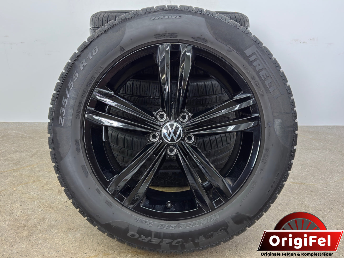 WIE NEU 7,8/7mm DOT3722 Original VW Tiguan II 2 Sebring 18 Zoll Winterräder Winterreifen Felgen 5NA601025M 5NA601025AQ Alufelgen 235/55 R18 104H M+S R-Line Schwarz Allspace AD1 5NA RDKS Winterradsatz