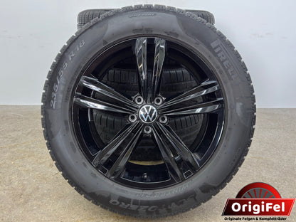 WIE NEU 7,8/7mm DOT3722 Original VW Tiguan II 2 Sebring 18 Zoll Winterräder Winterreifen Felgen 5NA601025M 5NA601025AQ Alufelgen 235/55 R18 104H M+S R-Line Schwarz Allspace AD1 5NA RDKS Winterradsatz