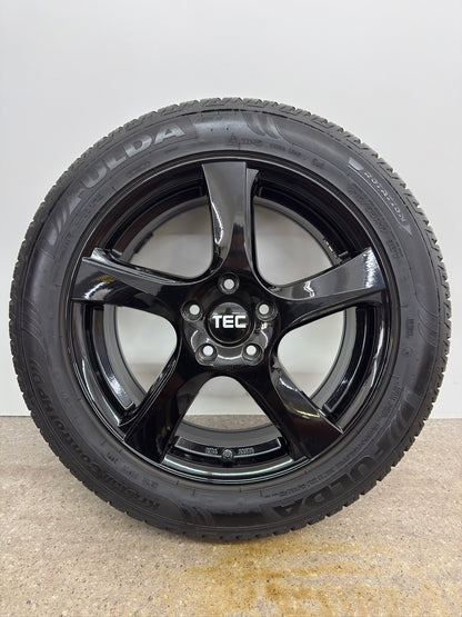 WIE NEU 8,6mm Hyundai Kona OS 4WD Kia e-Niro e-Soul DE SK3 Mazda CX-3 17 Zoll Winterräder Winterreifen Felgen Alufelgen Schwarz M+S KBA53576 Winterradsatz 215/55 R17 98V 5x114,3