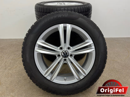 WIE NEU 8mm DOT4723 Original VW Tiguan II 2 Sebring 18 Zoll Winterräder Winterreifen Felgen 5NA601025M 5NA601025AQ Alufelgen 235/55 R18 104H M+S R-Line Silber Allspace AD1 5NA RDKS Winterradsatz