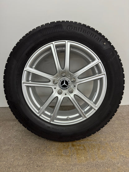 WIE NEU DOT2025 8,6mm Original Mercedes GLC X 254 C 254 18 Zoll Winterräder Winterreifen Felgen A2544014600 Alufelgen 235/60 R18 103H 8x18 ET32,5 SUV Coupé 5x112 Silber Continental MO Winterradsatz