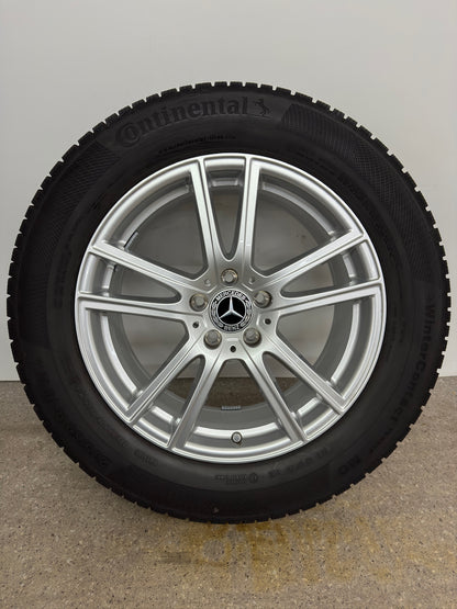 WIE NEU DOT2025 8,6mm Original Mercedes GLC X 254 C 254 18 Zoll Winterräder Winterreifen Felgen A2544014600 Alufelgen 235/60 R18 103H 8x18 ET32,5 SUV Coupé 5x112 Silber Continental MO Winterradsatz